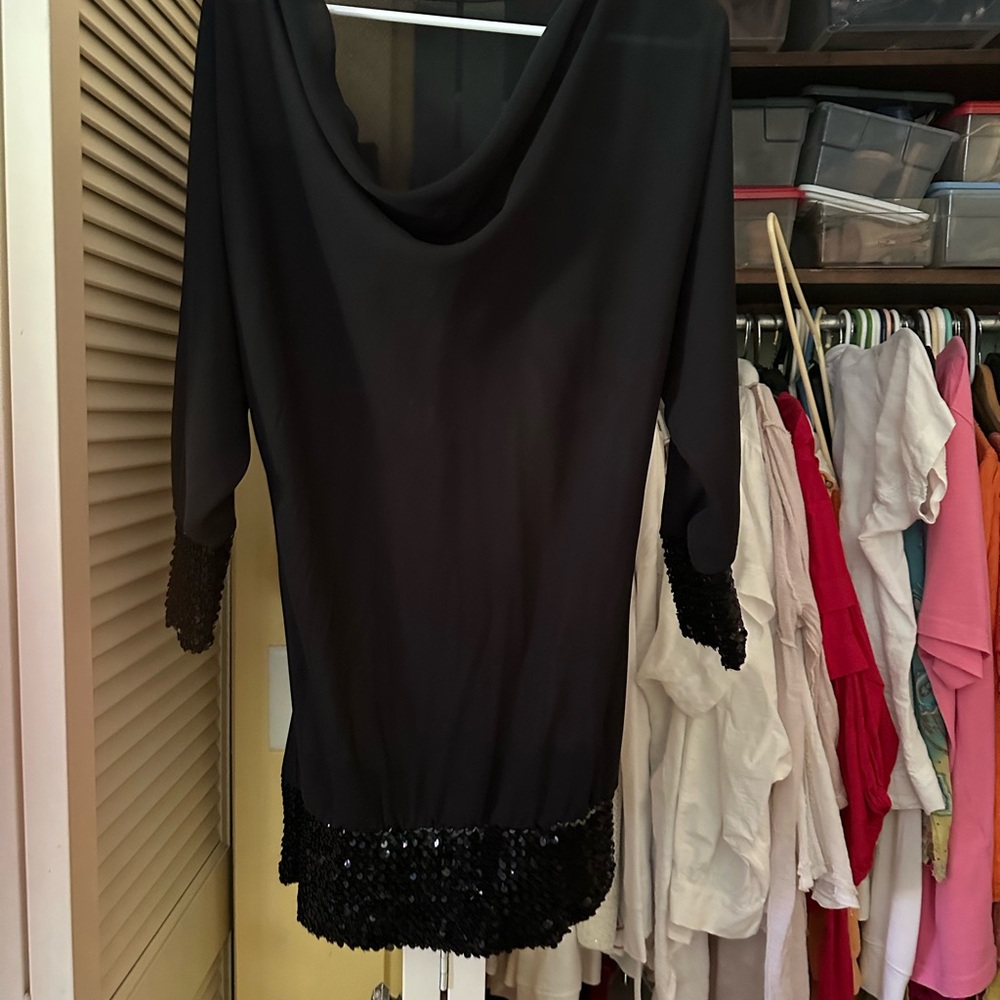 Elegant Black Sequin Trim Top or dress